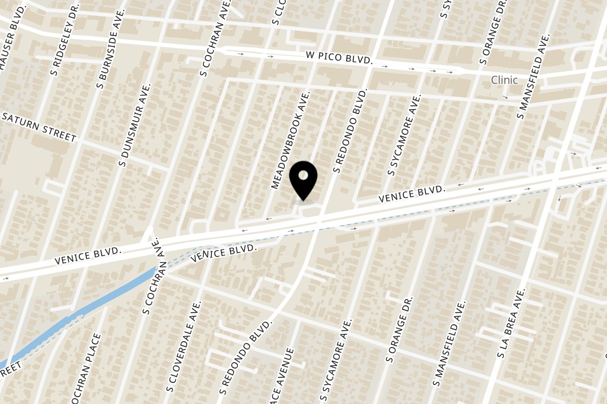 Map showing the location of Wing It Los Angeles Venice Blvd on 5109 Venice Blvd in Los Angeles